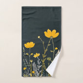 Minimalistische tekening van gele en witte bloemen bad handdoek (Handdoek)