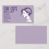 Minimalistische tekening van haarstijl op vrouw visitekaartje (Voorkant / Achterkant)