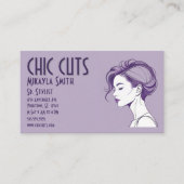 Minimalistische tekening van haarstijl op vrouw visitekaartje (Voorkant)