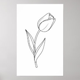 Minimalistische tekening van tulp in enkele lijn poster