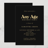 Minimalistische tekst Any Age Zwart Goud Verjaarda Kaart (Voorkant / Achterkant)