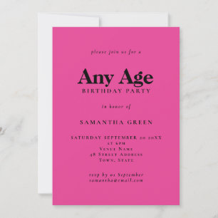 Minimalistische tekst elke leeftijd hete roze verj kaart