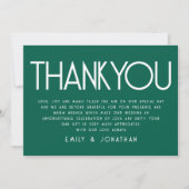 Minimalistische tekst Emerald Wedding Dank u Kaart (Voorkant)