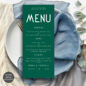 Minimalistische tekst Emerald Wedding Menu kaart