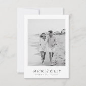 minimalistische tekst en foto bruiloft save the date (Voorkant)