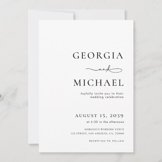 Minimalistische tekst & foto Zwart-wit bruiloft Kaart (Voorkant)