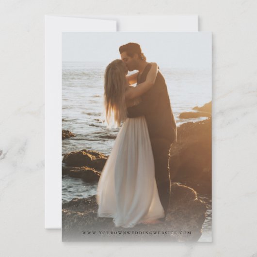 Minimalistische tekst & foto Zwart-wit bruiloft Kaart (Achterkant)