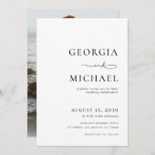 Minimalistische tekst & foto Zwart-wit bruiloft Kaart (Voorkant / Achterkant)