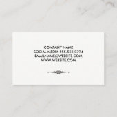 Minimalistische tekst met versierd element geel visitekaartje (Achterkant)