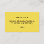 Minimalistische tekst met versierd element geel visitekaartje (Voorkant)