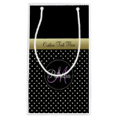 Minimalistische tekst monogram zwart wit polka sti klein cadeauzakje (Voorkant)