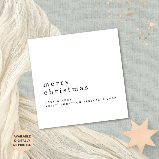 Minimalistische tekst Naam Merry Christmas White Kaart