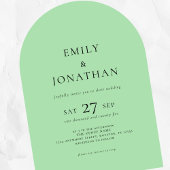 Minimalistische tekst QR Celadon Green Arch Weddin Kaart