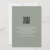 Minimalistische tekst QR-code Sage Bruiloft Kaart (Achterkant)