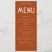 Minimalistische tekst Terracotta Wedding Menu kaar Kaart (Voorkant)