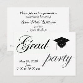 Minimalistische tekst universiteitsafstudeerfeest kaart