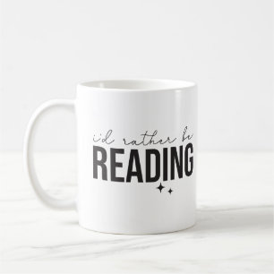 Minimalistische tekst voor boekenliefhebbers, ik l koffiemok