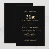 Minimalistische tekst Zwart Goud 21e verjaardagsfe Kaart (Voorkant / Achterkant)