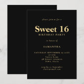 Minimalistische tekst Zwart Goud Zoet 16 Verjaarda Kaart (Voorkant / Achterkant)
