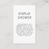 Minimalistische tekst Zwart Wit Baby Display Douch Informatiekaartje (Voorkant)