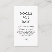 Minimalistische Tekst Zwart Wit Boeken voor Baby s Informatiekaartje (Voorkant)