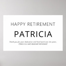 Minimalistische tekst Zwart Wit Happy Retirement Poster