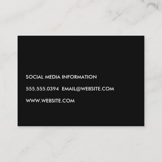 Minimalistische tekst Zwart-wit Visitekaartje (Achterkant)