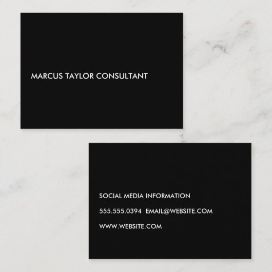 Minimalistische tekst Zwart-wit Visitekaartje (Voorkant / Achterkant)