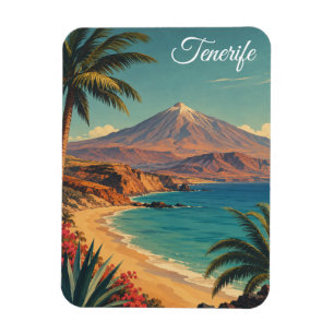 Minimalistische Tenerife Mount Teide Vintage Reis Magneet