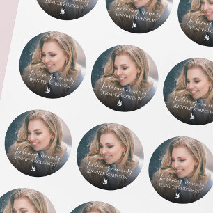 Minimalistische 'Ter nagedachtenis aan' foto Ronde Sticker
