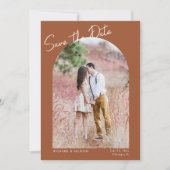 Minimalistische terra cotta moderne foto Save the Kaart (Voorkant)