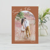 Minimalistische terra cotta moderne foto Save the Kaart (Staand voorkant)