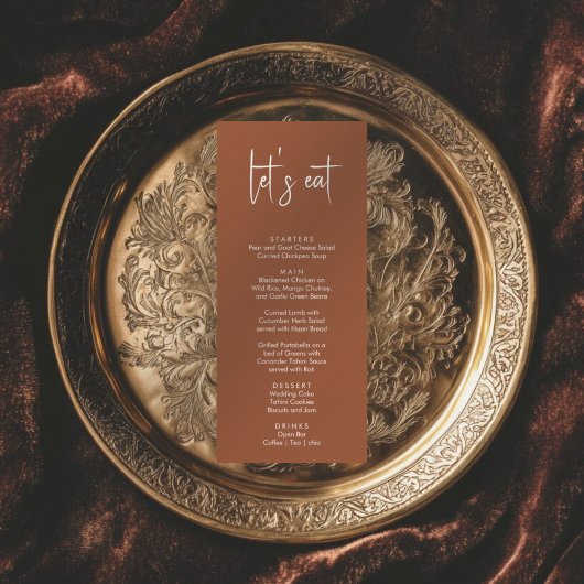 Minimalistische terracotelegante eenvoudige modern menu