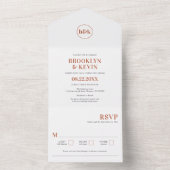 Minimalistische Terracotta All in One Wedding Invi All In One Uitnodiging (Binnen)