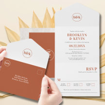Minimalistische Terracotta All in One Wedding Invi