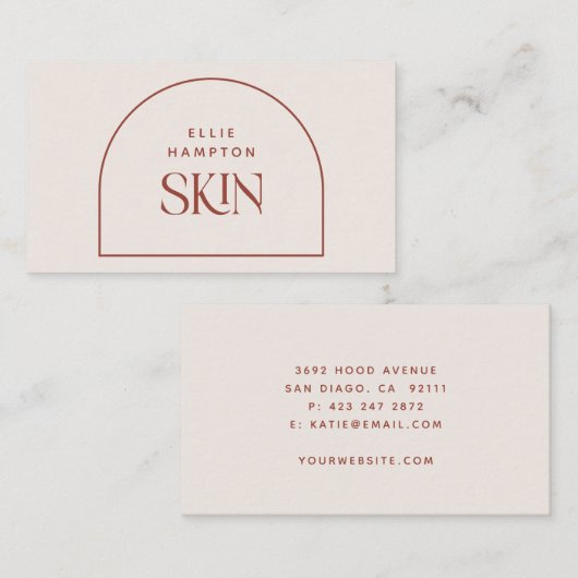 Minimalistische Terracotta Arch Beauty Estheticist Visitekaartje (Voorkant / Achterkant)