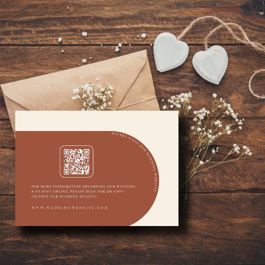 Minimalistische Terracotta Arch Foto QR & Wedd Web Informatiekaartje