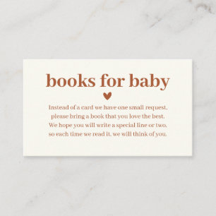 Minimalistische Terracotta Boeken voor Baby Informatiekaartje