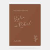 Minimalistische Terracotta Boho Botanicals bruilof Acryl Bord (Voorkant)