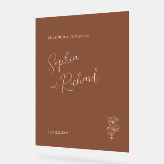 Minimalistische Terracotta Boho Botanicals bruilof Acryl Bord (Hoek)