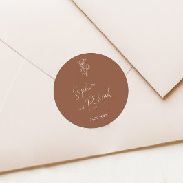 Minimalistische Terracotta Boho Botanicals bruilof Ronde Sticker