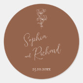Minimalistische Terracotta Boho Botanicals bruilof Ronde Sticker (Voorkant)
