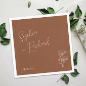 Minimalistische Terracotta Boho Botanicals bruilof Servet