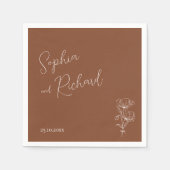Minimalistische Terracotta Boho Botanicals bruilof Servet (Voorkant)