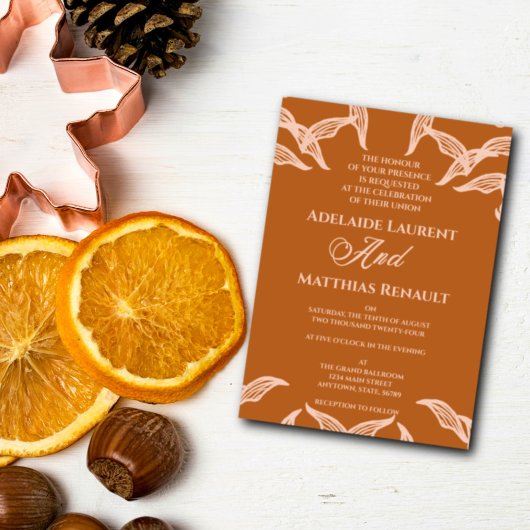 Minimalistische terracotta boho bruiloft uitnodigi kaart