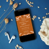 Minimalistische terracotta boho bruiloft uitnodigi kaart