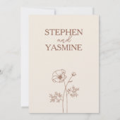 Minimalistische terracotta boho bruiloft uitnodigi kaart (Achterkant)