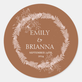 Minimalistische terracotta boho Burnt Naam Ronde Sticker