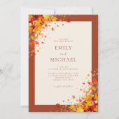 Minimalistische Terracotta Boho Floral Fall Weddin Kaart (Voorkant)