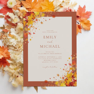 Minimalistische Terracotta Boho Floral Fall Weddin Kaart
